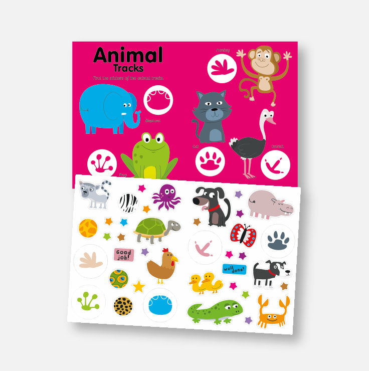 Sticker Activity Book - Animals example spread and stickers