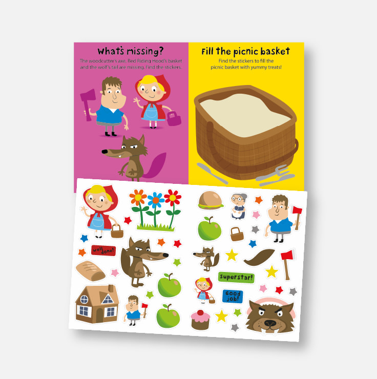 Sticker Activity Book - Little Red Riding Hood example spread and stickers