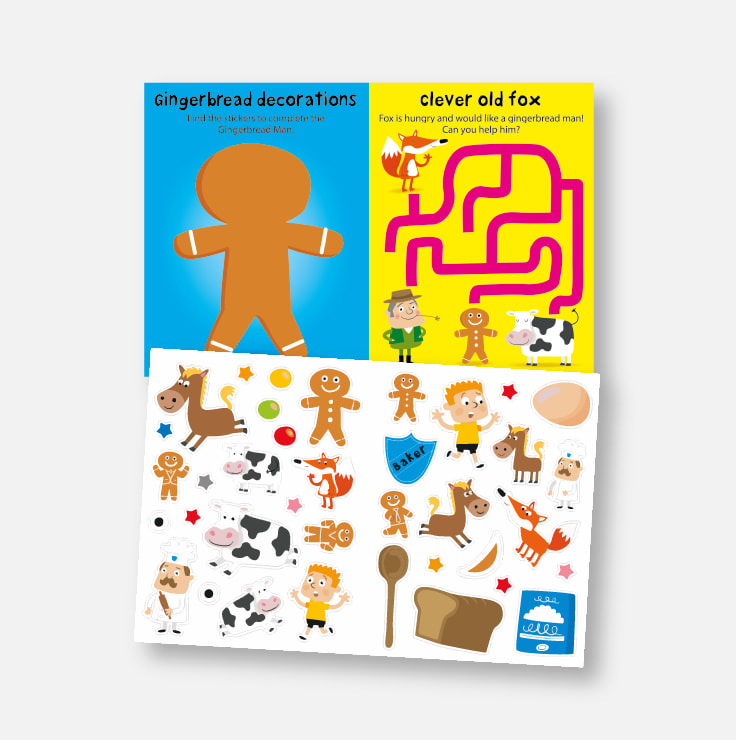 Sticker Activity Book - The Gingerbread Man example spread and stickers