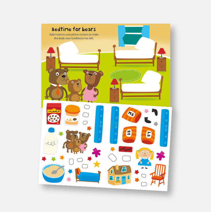 Sticker Activity Book - Goldilocks example spread and stickers
