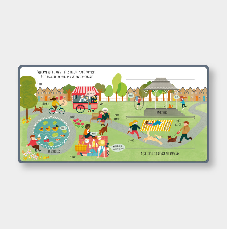 Peek Inside - The Town example spread with flaps closed