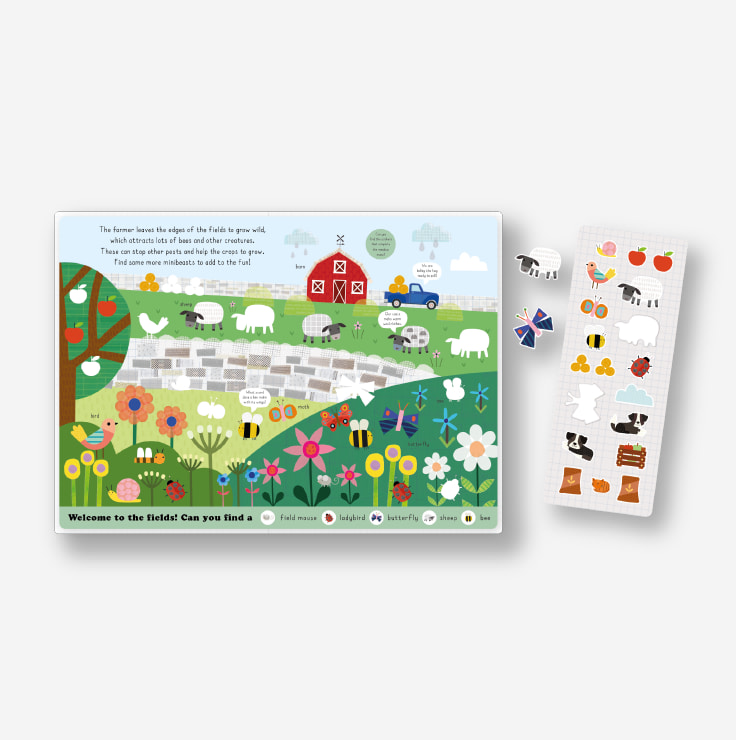 Stretchy stickers farm spread