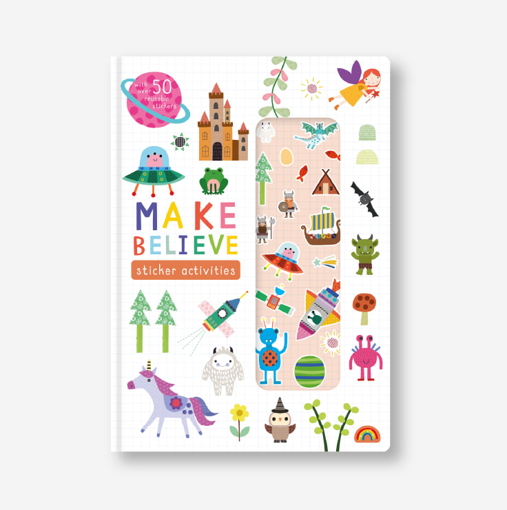 Stretchy stickers make believe cover