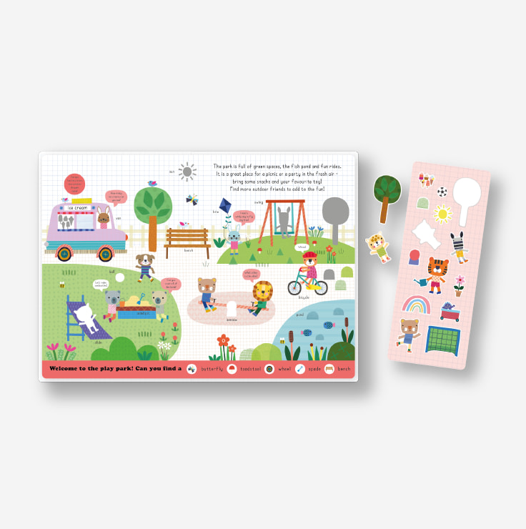 Stretchy stickers town spread